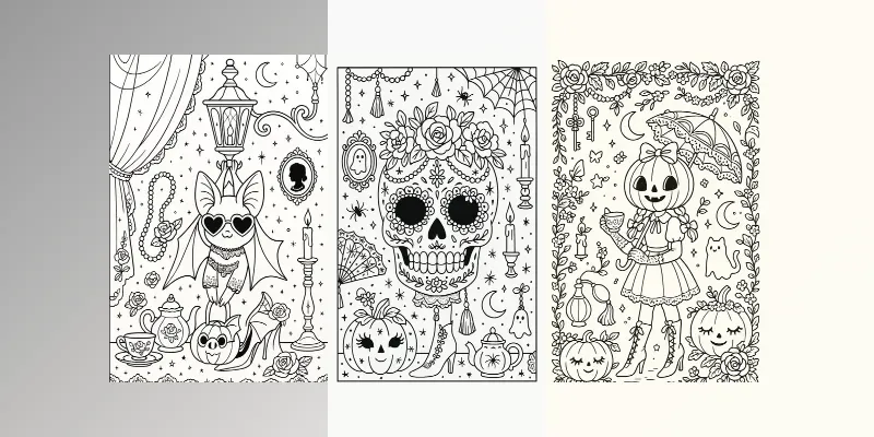 Coquette Halloween Coloring Book Pages generated by undefined