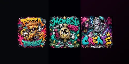 Urban Graffiti Mascot Streetwear Designs generated by chatgpt-image