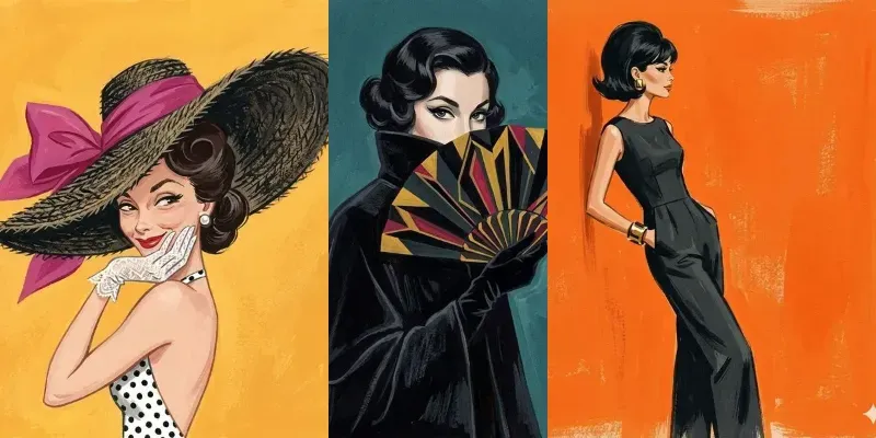 Midcentury Chic Fashion Illustrations generated by undefined