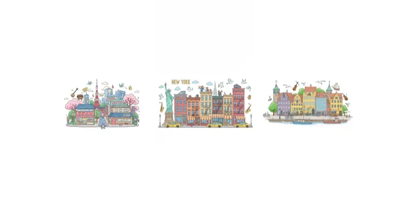 Whimsical Handdrawn City Illustrations