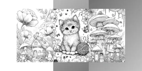 Whimsical Garden Coloring Pages generated by midjourney