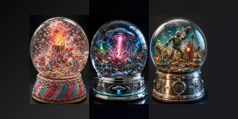 Miniature Disaster Snow Globes generated by undefined