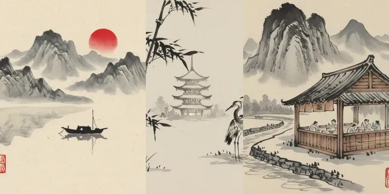 Vintage Ink Art Japanese Painting Style generated by undefined