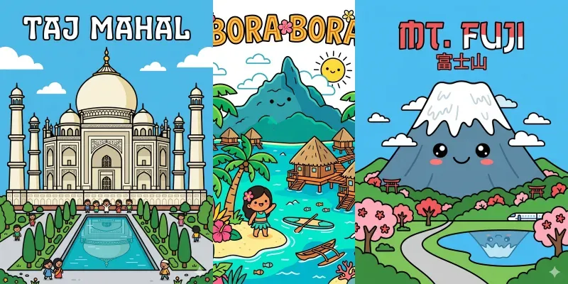 Chibi Cute Travel Posters generated by undefined