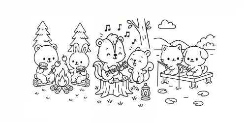 Etsy Cute Camp Adventures Coloring Pages generated by chatgpt-image