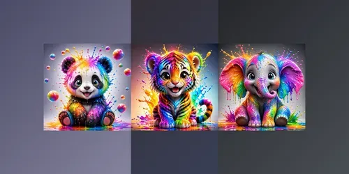 Rainbow Paint Splash Animal Art generated by chatgpt-image