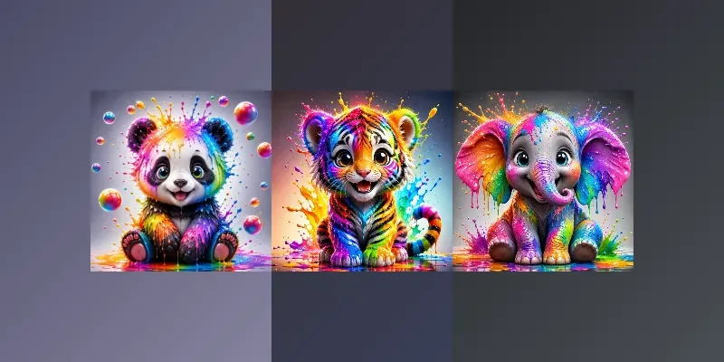 Rainbow Paint Splash Animal Art generated by undefined