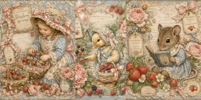 Strawberry Cottage Junk Journal Pages generated by undefined