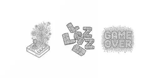 Organic Pixel Art Coloring Pages generated by gemini-image