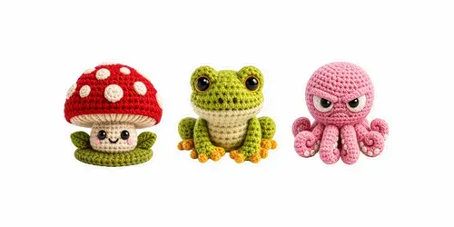 3D Crochet Amigurumi Diecut Stickers generated by chatgpt-image