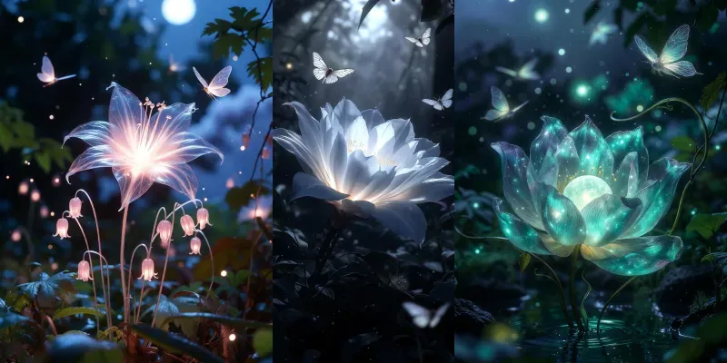 Ethereal Night Bloom Portraits generated by undefined