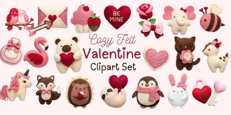 Felt Valentine Plush Pro Clipart Sets generated by undefined