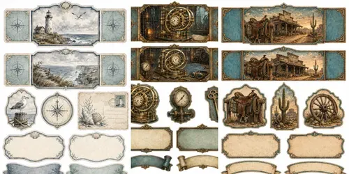 Western Junk Journal Scrapbook Elements generated by chatgpt-image