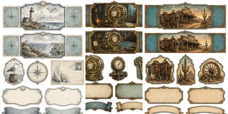 Western Junk Journal Scrapbook Elements generated by undefined