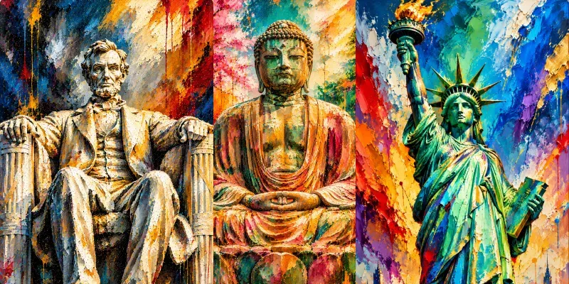 Vibrant Abstract Statue Fine Art