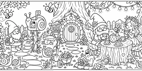 Cozy Fairy Gnome Easy Coloring Pages generated by chatgpt-image