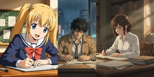 2D Anime Writing Animation Videos generated by veo