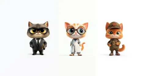 Cute 3D Job Cats On White Background generated by midjourney