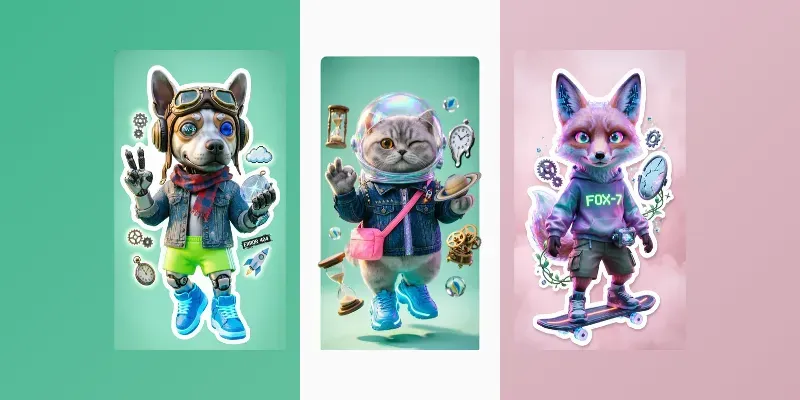 Surreal Mascot Sticker Tshirt Designs generated by undefined
