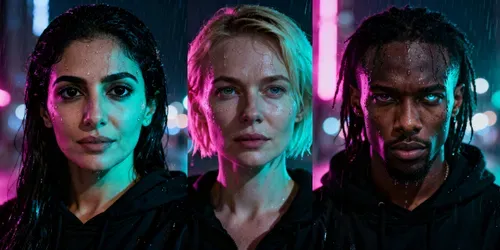Neon Night Portraits Cinematic Rain generated by leonardo