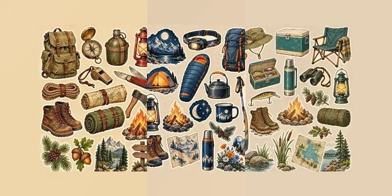 Retro Camping Stickers