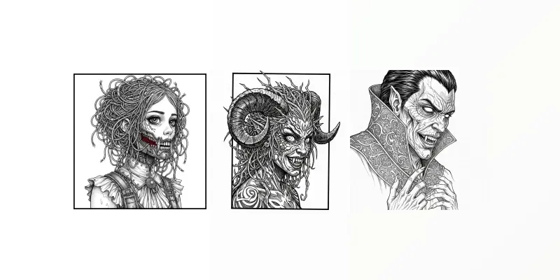 Dark Fantasy Engraving Portraits generated by undefined
