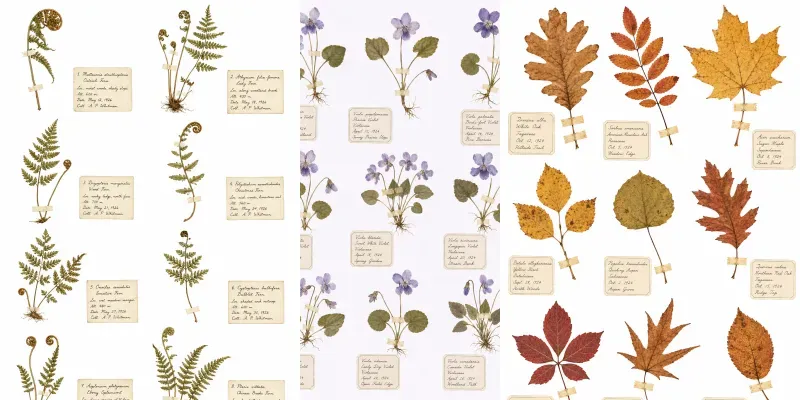 Pressed Herbarium Specimen Sheets generated by undefined