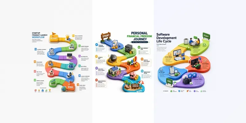 3D Isometric Roadmap Graphics generated by undefined