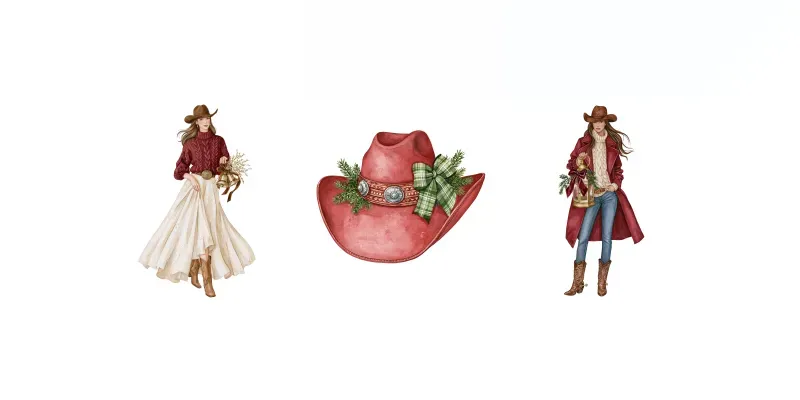 Western Christmas Watercolor Cliparts generated by undefined