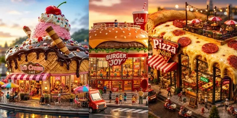 Miniature Fast Food Toy World Scenes generated by undefined