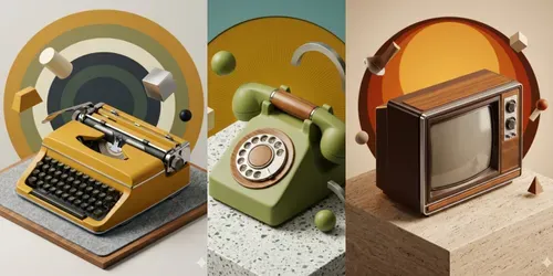 Mid Century Product Graphic Assets generated by gemini-image