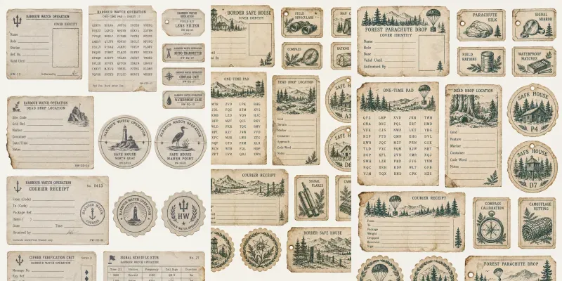Spy Tradecraft Ephemera Sheets
