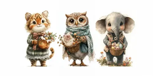 Coquette Easter Animals Cliparts generated by midjourney