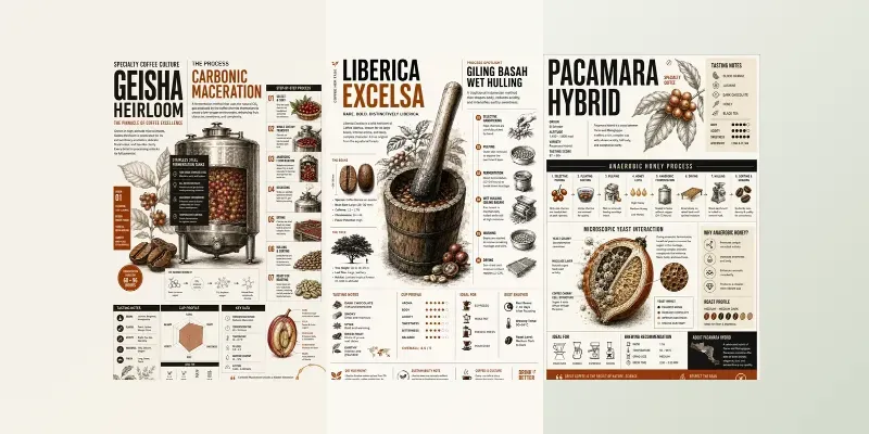 Aesthetic Coffee Process Infographic Art generated by undefined