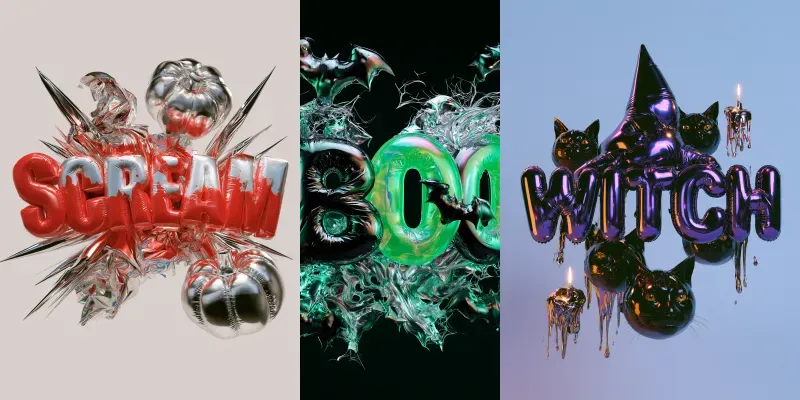 Surreal 3D Halloween Typography Art generated by undefined