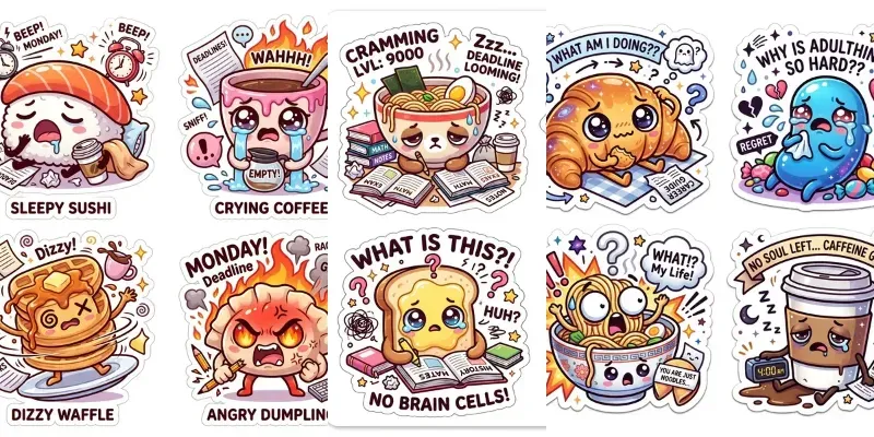 Chaotic Kawaii Food Stickers Packs generated by undefined
