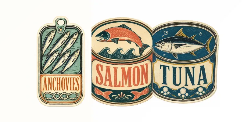 Vintage Seafood Label Stickers generated by undefined
