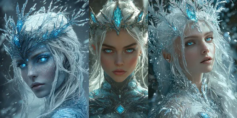 Crystal Ice Witch Portraits Winter Art generated by undefined