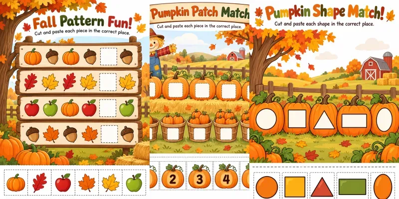 Fall Match Paste Worksheet Makers