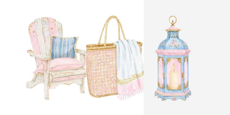 Coastal Cottage Watercolor Clipart generated by undefined