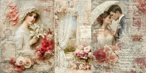 Viral Wedding Ephemera Junk Journals Art generated by midjourney