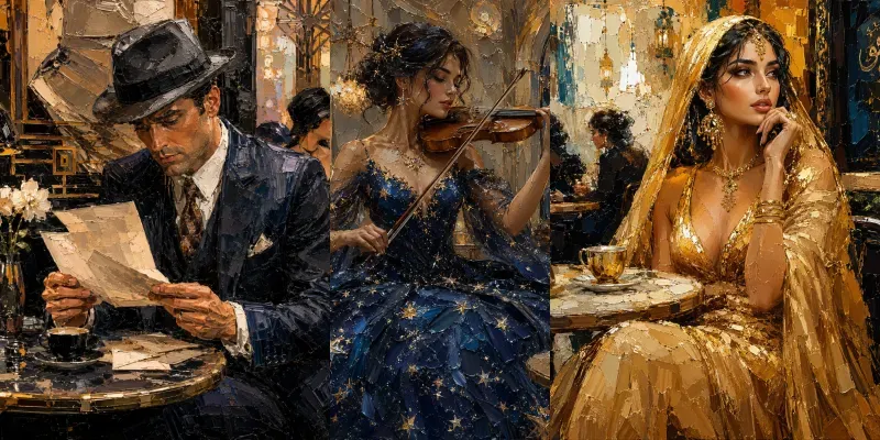 Elegant Paletteknife Portraits generated by undefined