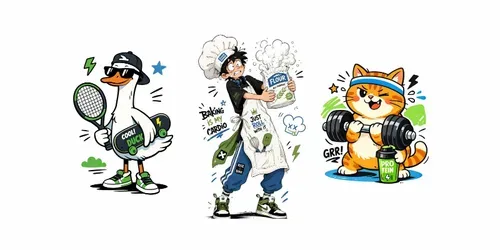 Trendy Sporty Doodle Illustrations generated by chatgpt-image