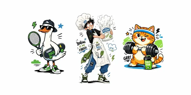 Trendy Sporty Doodle Illustrations generated by undefined