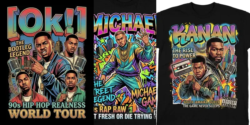 Create 90s Vintage Bootleg Style Tshirts generated by undefined