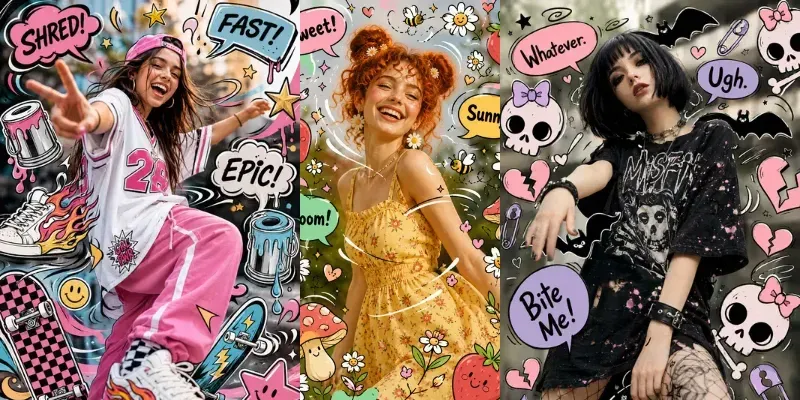 Mixed Media Kawaii Doodle Portraits generated by undefined