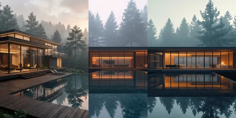 Luxury Modern Glass Villa In Forest generated by undefined