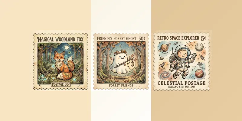 Viral Vintage Stamp Art generated by undefined