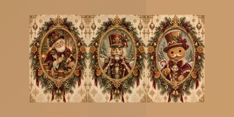Antique Gold Frame Christmas Art