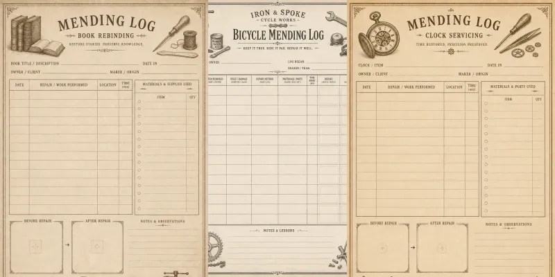 Mending Log Junk Journal Pages generated by undefined